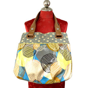 Vintage Fossil KeyPer Shoulderbag Purse Plastic Key Charm Colorful Coated Canvas